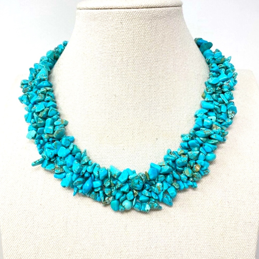 Southwest Turquoise Nugget: 5 Strand/18" Necklace with Toggle Clasp
